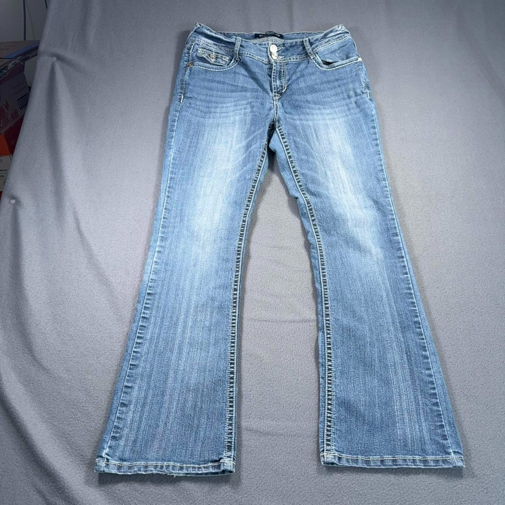 WallFlower Luscious Curvy Fit Bootcut Jeans Womens 13 Blue Embellished 32x30